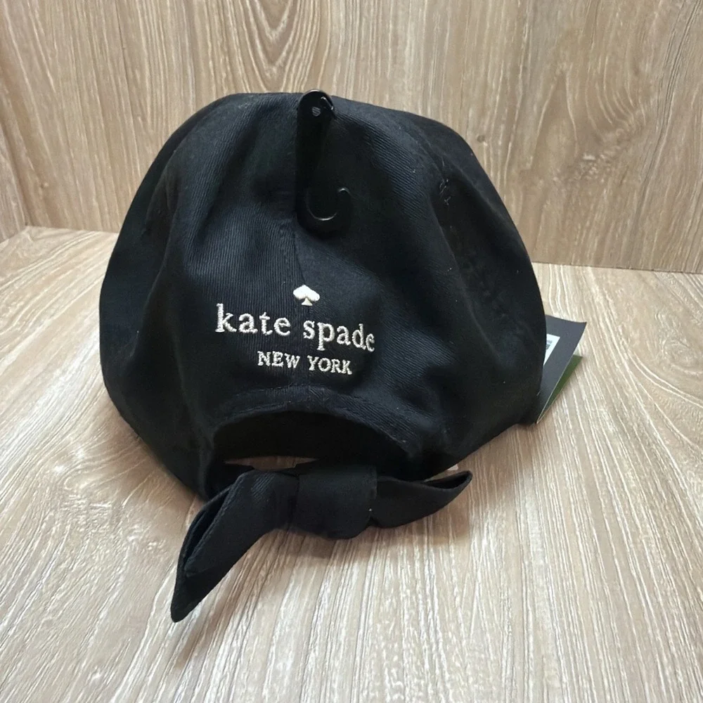 Kate Spade New York Black Bow Baseball Cap Women's Designer Adjustable NWT $78
